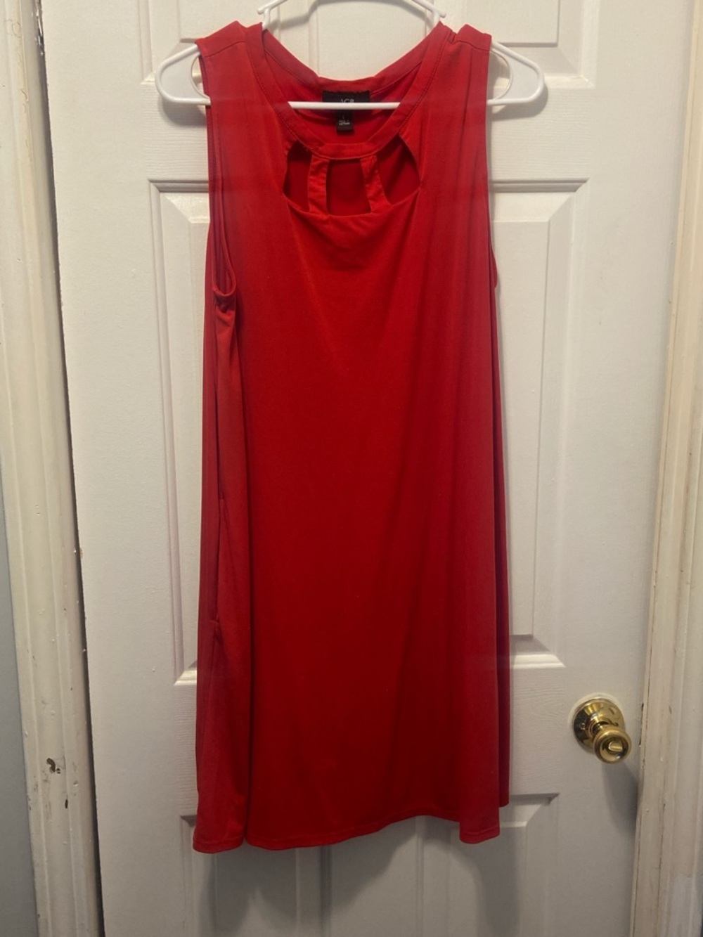 AGB Red Sleeveless Midi Dress with Cutout Neckline